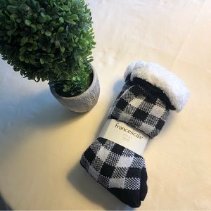 Francesca’s anti-slip socks - soft, fur-lined, black and white plaid